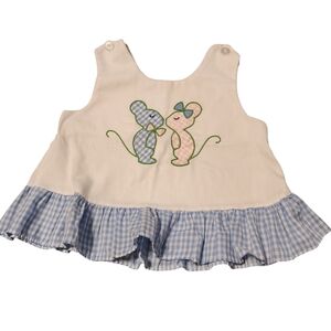 miami Cream Tank Top One-Piece with Blue Gingham Ruffle